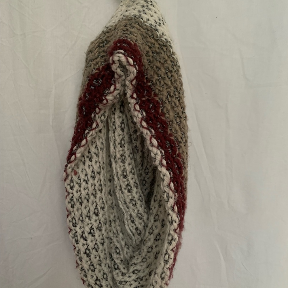 Grey/White/Maroon Infinity Scarf